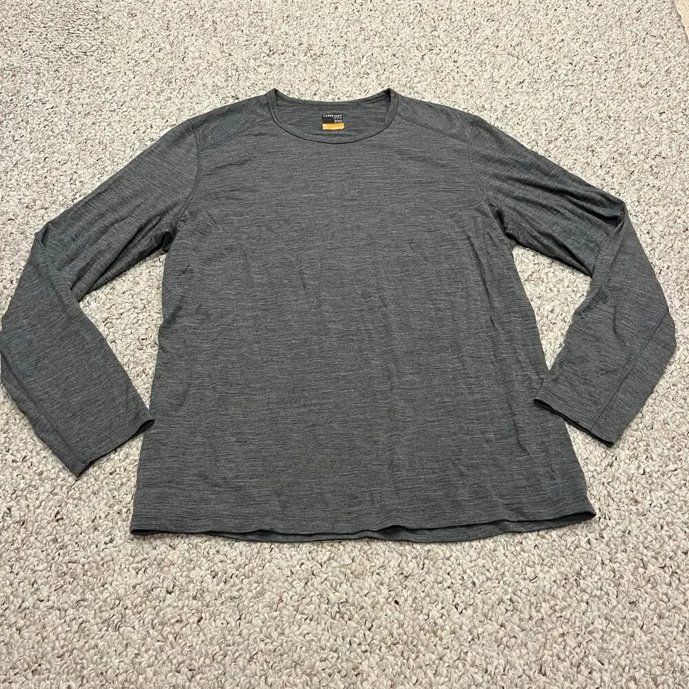 Icebreaker Merino 200 Mens XL Long Sleeve Baselayer XL Gray Outdoor Gorpcore
